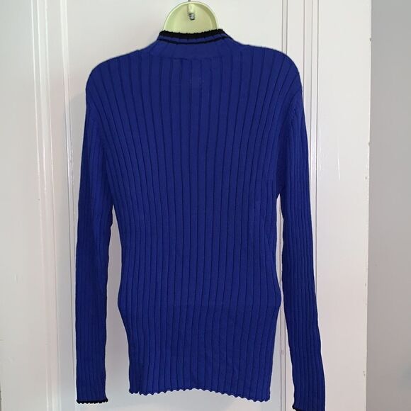 Susan Bristol purply/blue ribbed turtleneck sweater - Picture 6 of 8